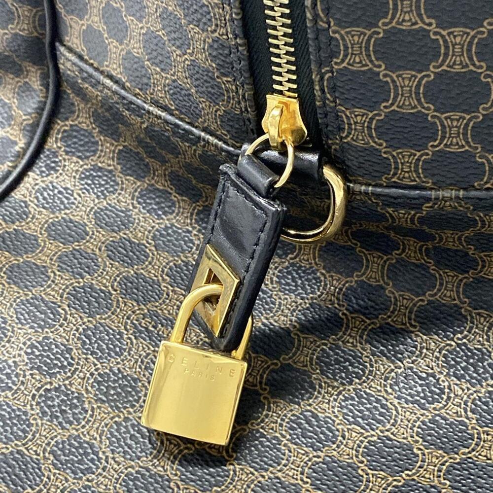 Celine Macadam Boston Bag Black Brown PVC Leather - Picture 12 of 15